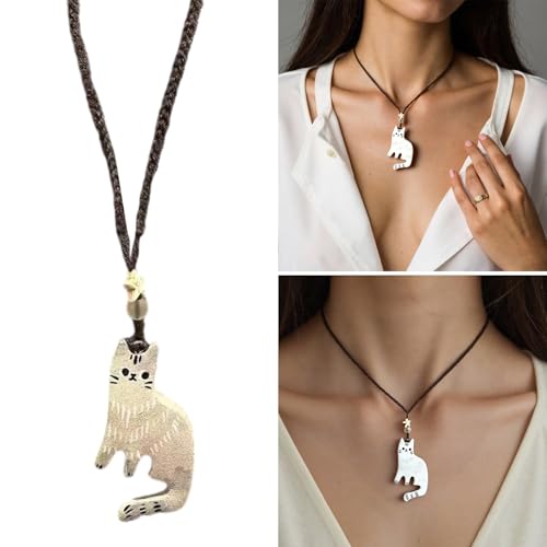 Elegante Katzen Anhänger Halskette Verstellbare Kette Charm Mode Accessoire Für Frauen Und Mädchen Vintage Cats Anhänger Halskette von Limtula