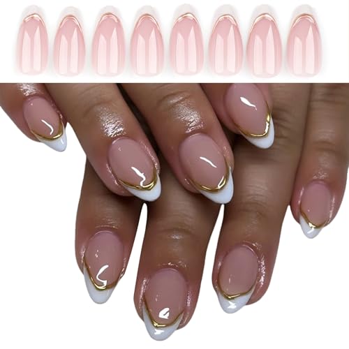 Elegante Mandelförmige künstliche Fingernägel, französische Spitze, kurze Acryl-Pres-On-Kunst-Set für Frauen, Acrylnägel von Limtula