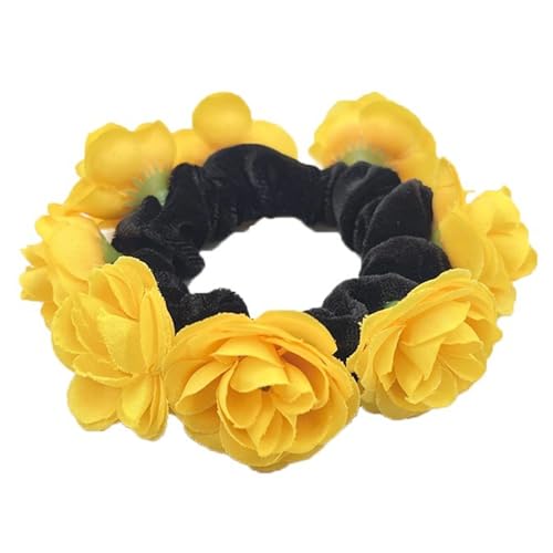 Elegante künstliche Blumen-Haargummis für Frauen, elastisches Haargummi, französische Haargummis, Pferdeschwanz-Halter, elastisches Haarband von Limtula