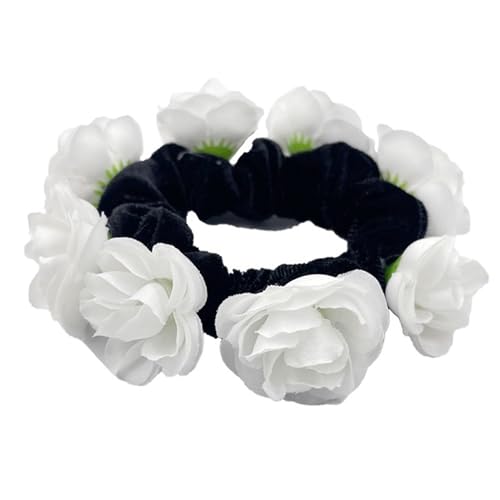 Elegante künstliche Blumen-Haargummis für Frauen, elastisches Haargummi, französische Haargummis, Pferdeschwanz-Halter, elastisches Haarband von Limtula