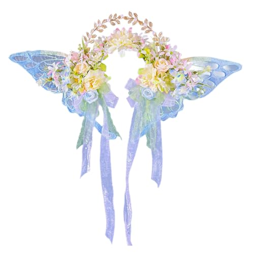 Eleganter Kopfschmuck mit Kunstblumen und fließenden Bändern, für traditionelle Kostüme und Feiern für den täglichen Gebrauch von Limtula