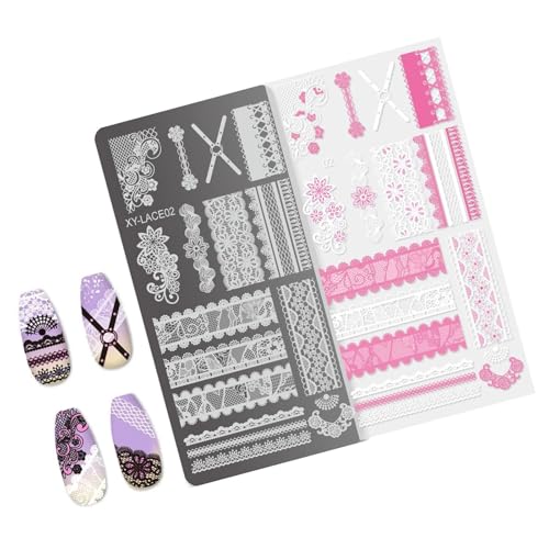 Französische Nägel Kunststempelplatte Blumen Nägel Schablone Stempel Hollow Linien Maniküre Vorlage Schablone Nägel Kunstdekoration von Limtula