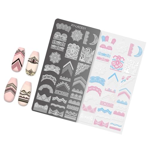 Französische Spitze Nägel Briefmarken Stempel Stempelstempelplatten Blumen Nägel Stempelvorlagen Nägel Kunstschablonen Für Frau Französische Spitze Nägel Briefmarken Stempel Stempelstempelplatten Blumen Nägel Stempelvorlagen Nägel Kunstschablonen Für Frau von Limtula