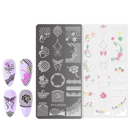 Französische Spitze Nägel Briefmarken Stempel Stempelstempelplatten Blumen Nägel Stempelvorlagen Nägel Kunstschablonen Für Frau von Limtula