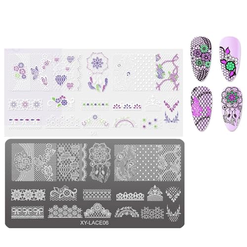 Französische Spitze Nägel Briefmarken Stempel Stempelstempelplatten Blumen Nägel Stempelvorlagen Nägel Kunstschablonen Für Frau Französische Spitze Nägel Briefmarken Stempel Stempelstempelplatten Blumen Nägel Stempelvorlagen Nägel Kunstschablonen Für Frau von Limtula