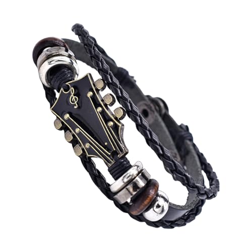 Geflochtener Gitarren-Anhänger aus Kunstleder, Punk-Schmuck, modisches Armband für Frauen, Musikliebhaber, Gothic-Armband, Einheitsgröße, Wie beschrieben von Limtula