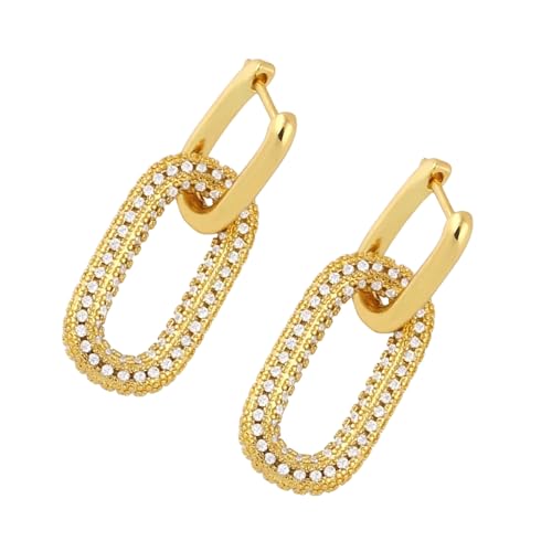 Geometrische Drop Ohrringe Herzohrschnüre Mode Oval Ohrschmuck Kupferstruktur Geeignet Für Frauen Und Teenager Präsentieren Geometrische Dangelohrringe von Limtula