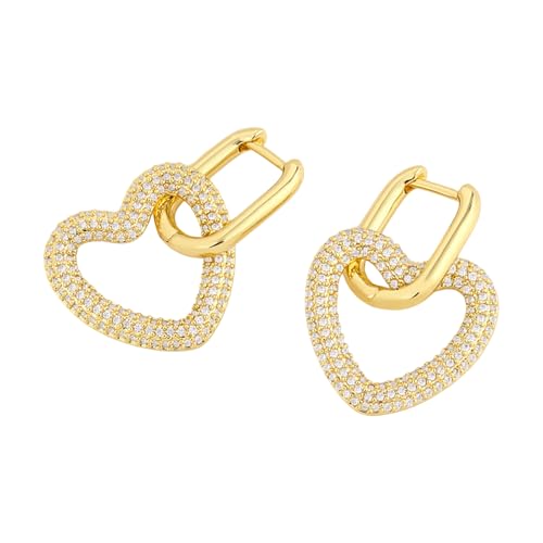 Geometrische Drop Ohrringe Herzohrschnüre Mode Oval Ohrschmuck Kupferstruktur Geeignet Für Frauen Und Teenager Präsentieren Geometrische Dangelohrringe von Limtula