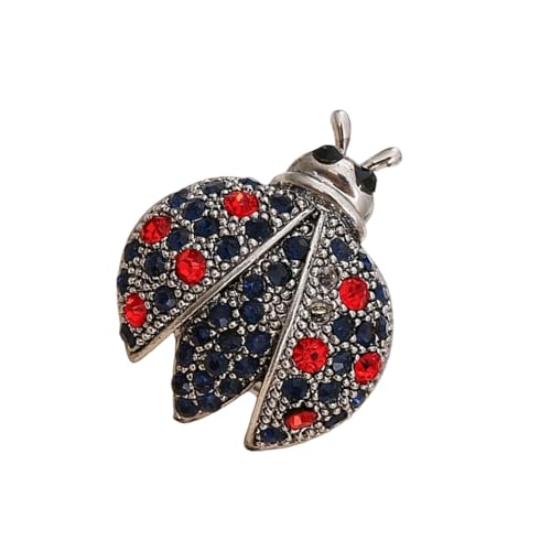 Glänzende Marienkäfer-Brosche aus Legierung, verziert mit glitzernden Kristallen, handgefertigt, Öl-Tier-Brosche für Damen, modische Bekleidung, modischer Schmuck, Einheitsgröße, Wie beschrieben von Limtula