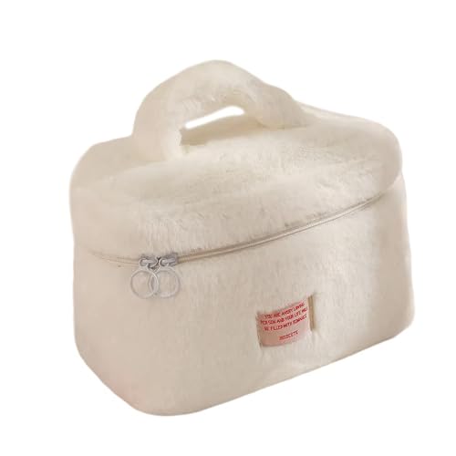 Große Kapazität, Plüsch-Make-up-Organizer, tragbares Accessoire für Zuhause oder unterwegs, den täglichen Gebrauch, weiß von Limtula