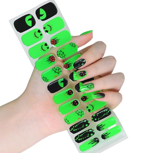 Halb ausgehärtete Nagellack-Wraps, Halloween-Aufkleber, leuchtet im Dunkeln, Gel-Streifen, Kunstdekoration, Halloween-Aufkleber, halbgehärtete Gele, leuchtet im Dunkeln von Limtula