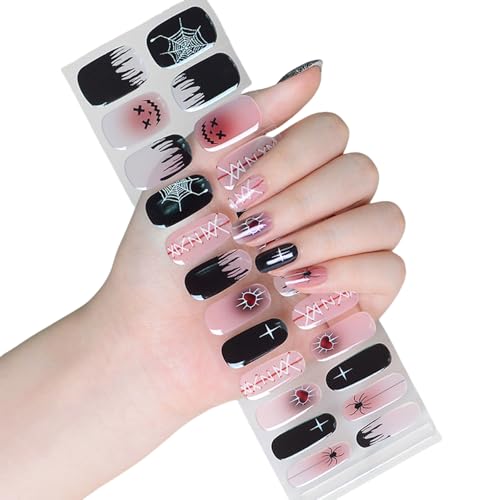Halb ausgehärtete Nagellack-Wraps, Halloween-Aufkleber, leuchtet im Dunkeln, Gel-Streifen, Kunstdekoration, Halloween-Aufkleber, halbgehärtete Gele, leuchtet im Dunkeln von Limtula