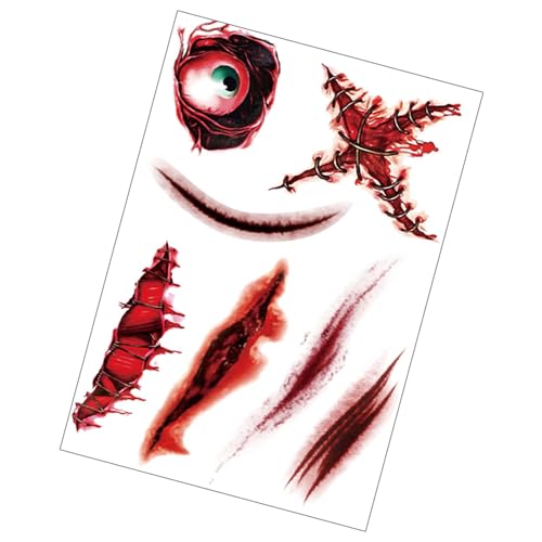 Halloween Aufkleber Temporäre Tätowierte Aufkleber Horror Falsche Blutige Wunde Aufkleber Für Halloween Cosplay Party Dekoration von Limtula