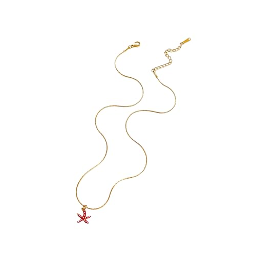 Halskette mit Seestern-Anhänger aus Edelstahl, leicht, Modeschmuck, verstellbare Kette für den täglichen Gebrauch, trendige, bunte Anhänger-Halskette für Damen, Einheitsgröße, Wie beschrieben, Wie von Limtula