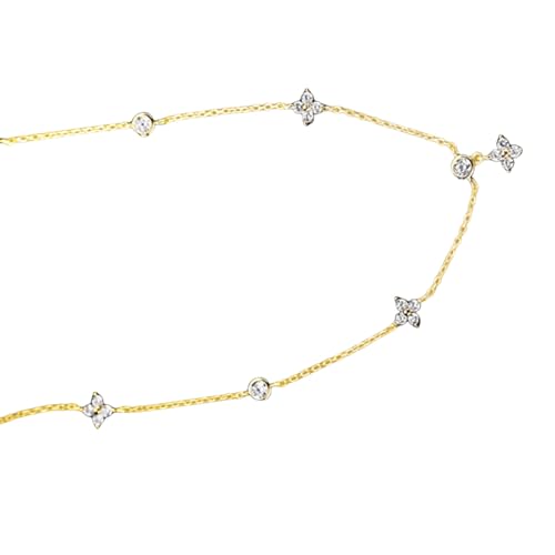 Halskette mit übertriebenem Anhänger, vierblättrige Pflanzen-Halskette, Metallstruktur, modischer und trendiger Schmuck, geeignet für Damen von Limtula