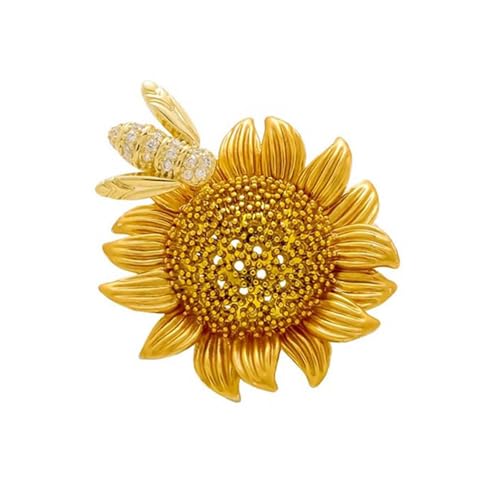 Handgefertigte Sonnenblumen-Honigbienen-Anstecknadel, sicherer Verschlussmechanismus, Schmuck-Accessoire für Frauen, stilvolles Outfit, Legierung, Sonnenblumen-Anstecknadel von Limtula