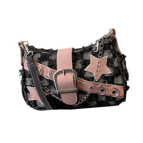 Kreative Sternmuster Unterarmtasche Mode Umhängetasche für Frauen Retro Styles Crossbody Taschen Arbeit Handtasche Casual Handtasche, Checkerboard Black, One Size von Limtula