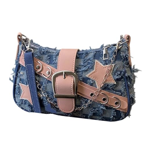 Kreative Sternmuster Unterarmtasche Mode Umhängetasche für Frauen Retro Styles Crossbody Taschen Arbeit Handtasche Casual Handtasche, Schachbrettblau, One Size von Limtula