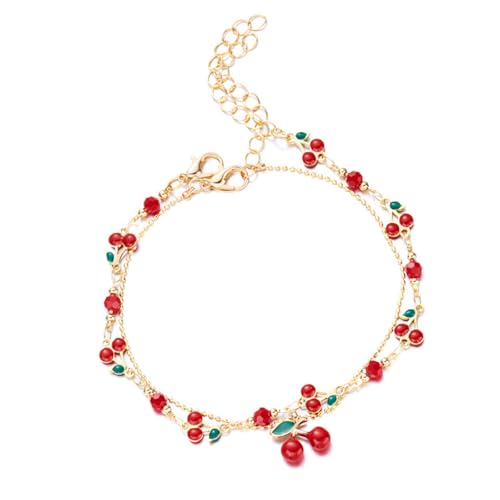 Leichtgewichtige Legierung Kirschen Armband Halskette Set Länge Kubikzirkonia Akzente Schmuck Geschenk Für Mädchen Und Frauen Einstellbarer Retro Vintage Schmuckset Set von Limtula