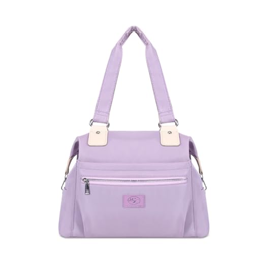 Limtula 2024 Nylon-Schultertaschen, große Kapazität, Einkaufstasche für Mädchen und Damen, einfarbig, Handtasche, violett von Limtula