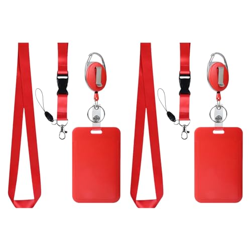 Limtula 2Set Abzeichenhalter Mit Einziehbarer Rolle Und Abtrünniger Lanyard Clips Für Schulkrankenschwester Büro Teen Karten Beschützer ID Inhaber Mit Einziehbarem Lanyard von Limtula