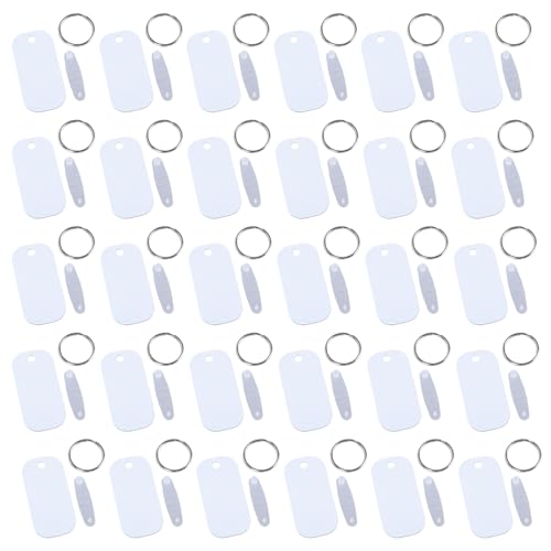 Limtula 30 Setzen Sie Doppelseitige Sublimation Keychains Aluminiumblanks Keyrings Zubehör Wärmeübertragungsschlüsselringe Crafting Tool von Limtula