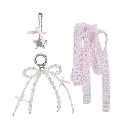 Limtula 3pcs Faux Perlen Perlen Bowknot Schlüsselkette Für Frauen Entzückender Keyring Charme Handgefertigter Beutelanhänger Für Den Täglichen Gebrauch von Limtula