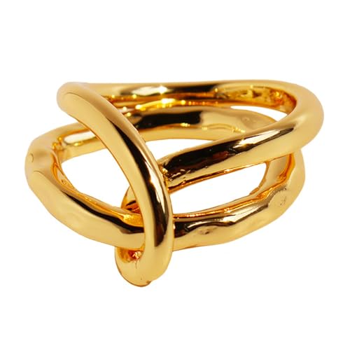 Limtula Abstract Hollow Rings Statement Ringe Mit Doppellinienstruktur Messingtextur Für Einzigartige Stile Und Modischer Gegenstand Doppelkreis von Limtula