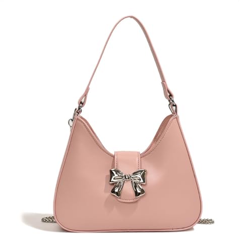 Limtula Achseltasche aus PU-Leder, kleine Geldbörse für Damen, ästhetisch, süße Schleife, Unterarmtasche, Kuriertasche, Handtasche mit Crossbody-Kette, rose, Large von Limtula