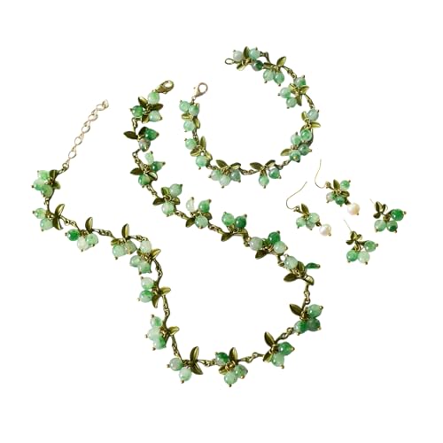Limtula Blatt Halskette Armband Tropfen Ohrringe Perlen Halskette Ohrstollen Modern Schmuck Set Für Stilvolle Frauen Und Mädchen Frauen Party Schmuck Geeignet von Limtula