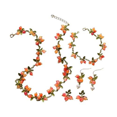 Limtula Blatt Halskette Armband Tropfen Ohrringe Perlen Halskette Ohrstollen Modern Schmuck Set Für Stilvolle Frauen Und Mädchen Frauen Party Schmuck Geeignet von Limtula