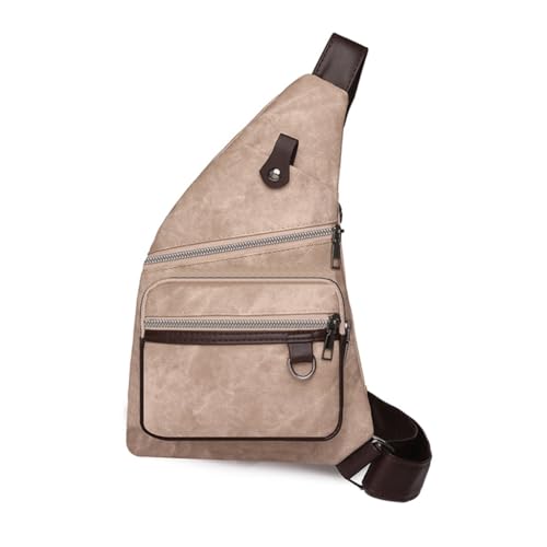 Limtula Brusttasche mit mehreren Reißverschlusstaschen, wasserdicht, PU-Leder, Umhängetasche, Rucksack, Schultertasche, Tagesrucksack, Geldbörse, khaki von Limtula