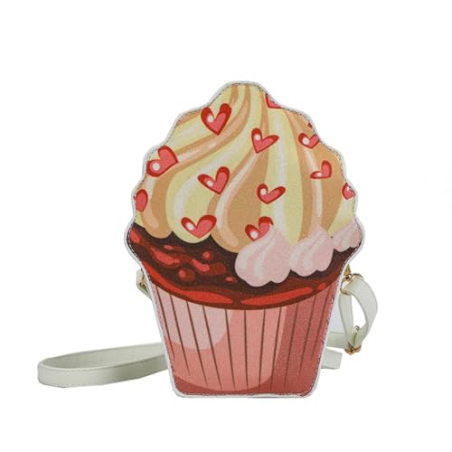 Limtula Cupcake-Tasche für Mädchen, PU-Leder, Umhängetasche, kleine Cupcake-Geldbörse, Handy-Umhängetasche, verstellbarer Schultergurt, rose von Limtula