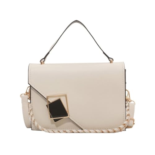 Limtula Damen-Handtasche, klein, quadratisch, PU-Leder, Umhängetasche, modische Umhängetasche, einfache Kette, Kuriertasche für Frühling und R, beige von Limtula