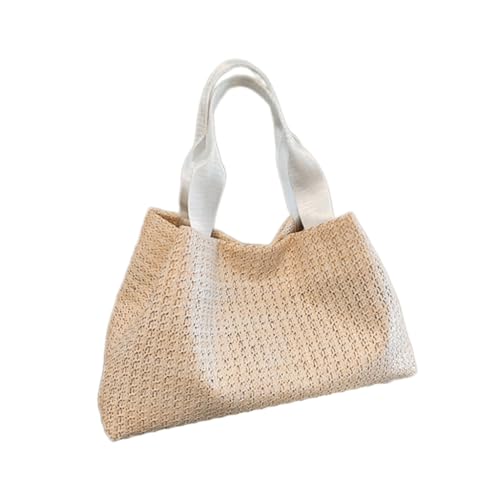 Limtula Damen-Handtasche aus gewebtem Stroh, Vintage-Stil, mit Tragegriff oben, elegant, Strand, Urlaub, lässig, großes Fassungsvermögen, modische Schultertasche, beige von Limtula