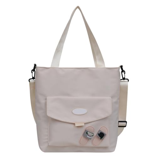 Limtula Damen-Handtasche mit großem Fassungsvermögen, lässige Umhängetasche, einfache Kuriertasche, Schüler, Schultasche für den täglichen Gebrauch, beige von Limtula