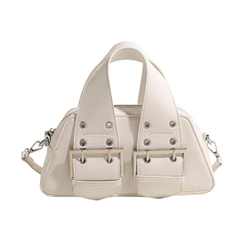 Limtula Damen-Umhängetasche, modisch, Nieten, Umhängetasche, Handtasche, Clutch, Nieten, Schultertasche, PU-Leder, Crossbody-Tasche, weiß von Limtula