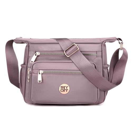 Limtula Damen-Umhängetasche mit mehreren Taschen, Nylon, Reisetasche, Kuriertasche, modische Mama-Tasche, kleine lässige Tasche, leichte Umhängetasche, violett von Limtula