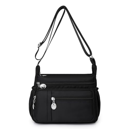 Limtula Damen-Umhängetasche mit mehreren Taschen, großes Fassungsvermögen, Reisetasche, Kuriertasche, lässig, leicht, für Mütter, Schwarz von Limtula