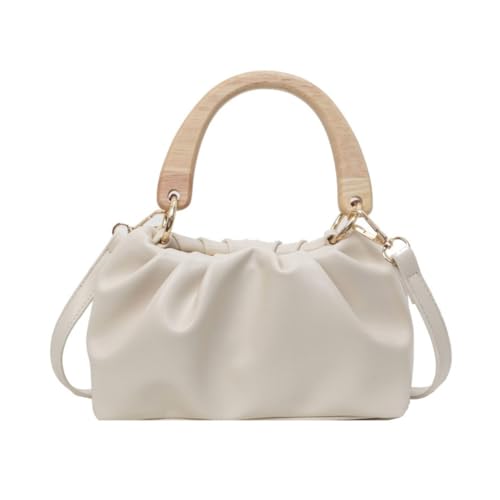 Limtula Damentasche aus PU-Leder, Kuriertasche, modisch, lässig, Umhängetasche, große Kapazität, Umhängetasche, gerüschte Handtasche und Geldbörse, beige von Limtula