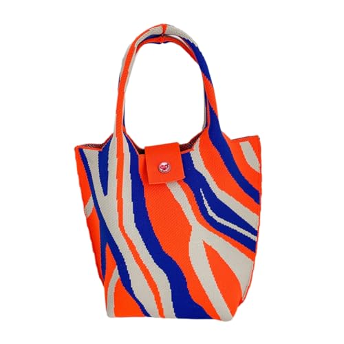 Limtula Damentaschen, gewebt, Umhängetasche, großes Fassungsvermögen, Tragetasche, Tragegriff oben, Handtasche, Sommer, Strand, Mode, Urlaubstasche, Orange Blau von Limtula