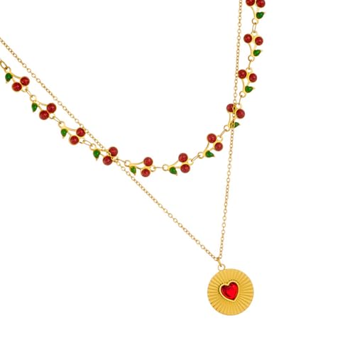 Limtula Doppellagige Halskette mit Herz Zirkon Romantik Herz Zirkon Halskette Charm für Abend oder Alltag von Limtula