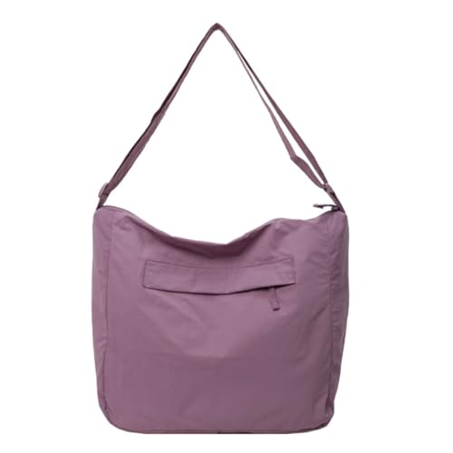 Limtula Einfarbige Umhängetasche für Damen, Studenten, Büchertasche, lässige Umhängetasche, große Kapazität, Kuriertasche, Nylon, Turnbeutel, violett von Limtula