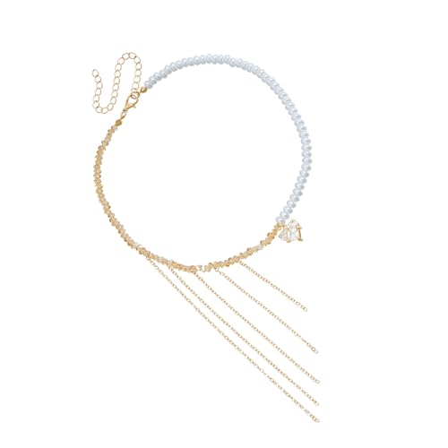 Limtula Einstellbare Ketten Halskette Perlenketten Herz Anhänger Quastenlegierungstextur Für Tägliche Und Feiern Modische Frauen Halskette von Limtula