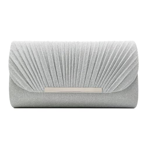 Limtula Elegante Abendtasche, Clutch, Geldbörse für Damen, Braut, Hochzeit, Abschlussball, Party, Schultertaschen mit abnehmbarer Kette, silber von Limtula