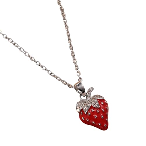 Limtula Elegante Anhänger Halskette Erdbeerform Party Moderne Kette Perfekt Für Verschiedene Anlässe Stilvolle Zirkon Halskette von Limtula