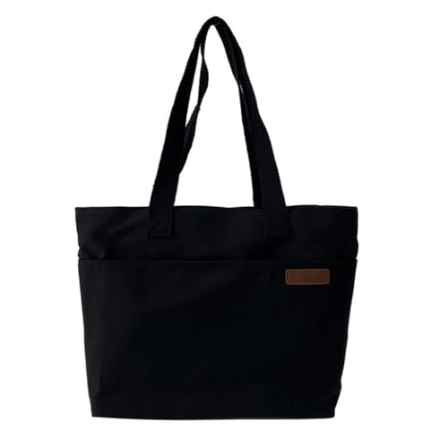 Limtula Elegante Canvas-Handtasche mit großem Fassungsvermögen, Schultertasche, Schul-, Arbeitshandtaschen, perfekt für den täglichen Gebrauch, Schwarz von Limtula