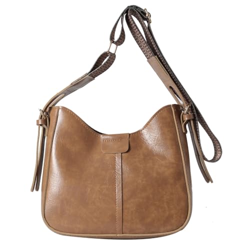 Limtula Elegante Damen-Handtasche, PU-Leder, Eimertasche, modische Schultertasche, Crossbody-Tasche für Modestudenten, Arbeiter, khaki von Limtula