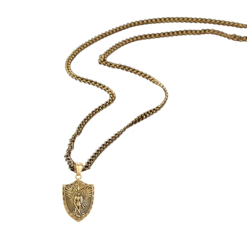Limtula Elegante Edelstahl Erzengel Halskette Modische Herren Halskette mit Engelsschild Anhänger Einzigartige Halskette von Limtula
