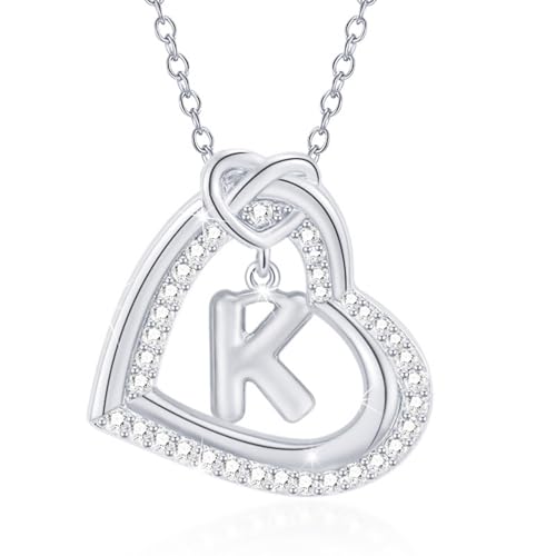 Limtula Elegante Legierungsherzherz Anhänger Halskette Mit Initialen Und Schillernde Zirkonia Für Alltägliche Freizeitbekleidung Stilvoller Outfits Frauenzubehör von Limtula